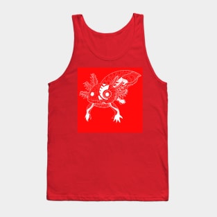 magical kawaii cartoon doodle of axolotl ajolote in mexican stream art in red Tank Top